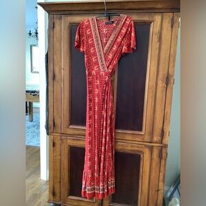 Zesica Red Wrap Maxi Dress Size Small